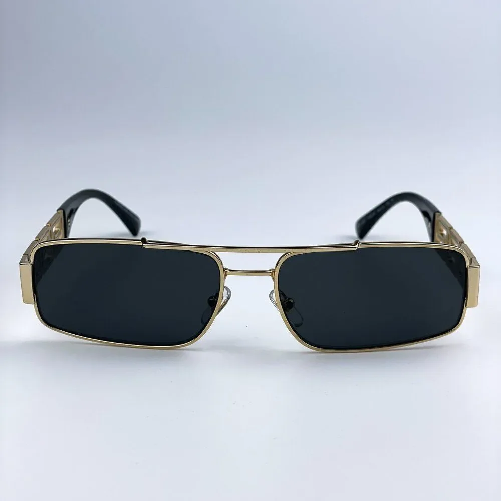 NEW Versace VE2257 100287 Gold Dark Grey Metal Pilot Unisex Sunglasses
